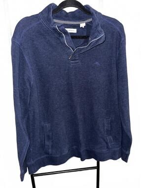 Tommy Bahama Men's Navy Blue Quarter-Zip Pullover Sweatshirt Size L